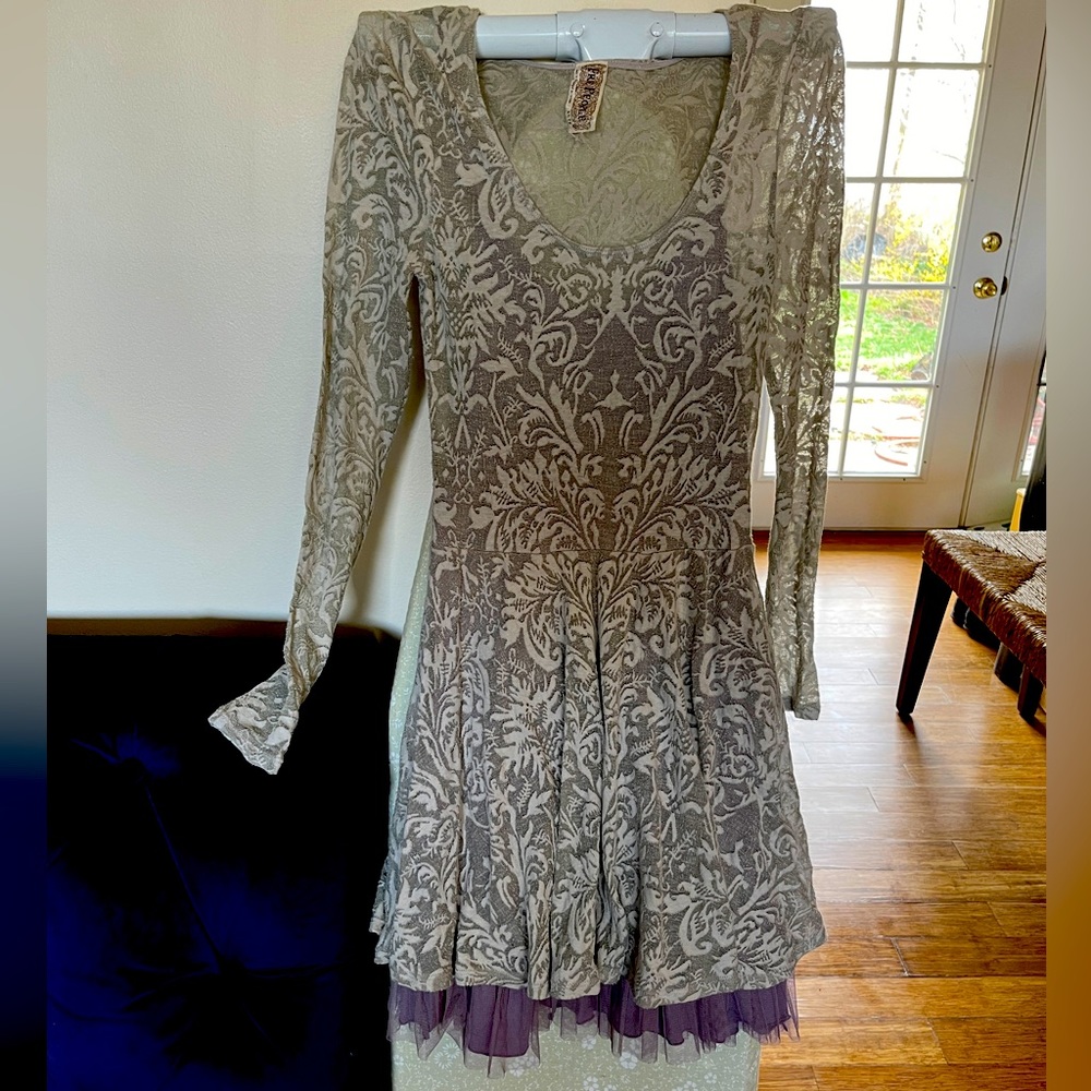 Free People distressed, lined, pullover dress, size XS.